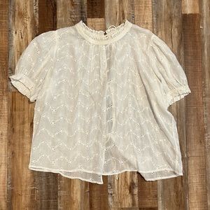 Free people white puff sleeve reversible tee